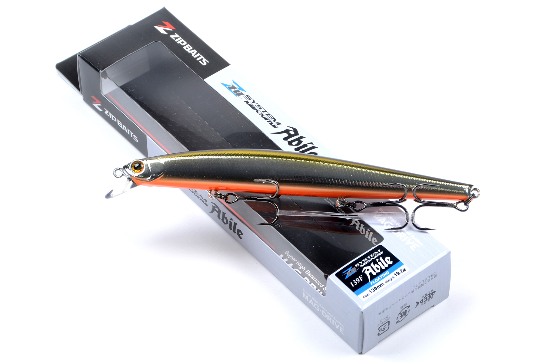 Воблер Zipbaits ZBL System minnow 139F Abile, 139 мм, 19,2 гр., плав., 0,3-0,5 м, 600 Silver Black O