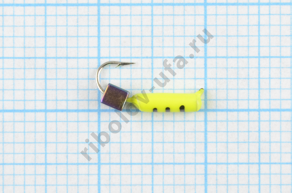 Мормышка Wormix точеная вольфрамовая Столбик d=1,5 с кубиком Хамелеон (лимонный) арт. 445