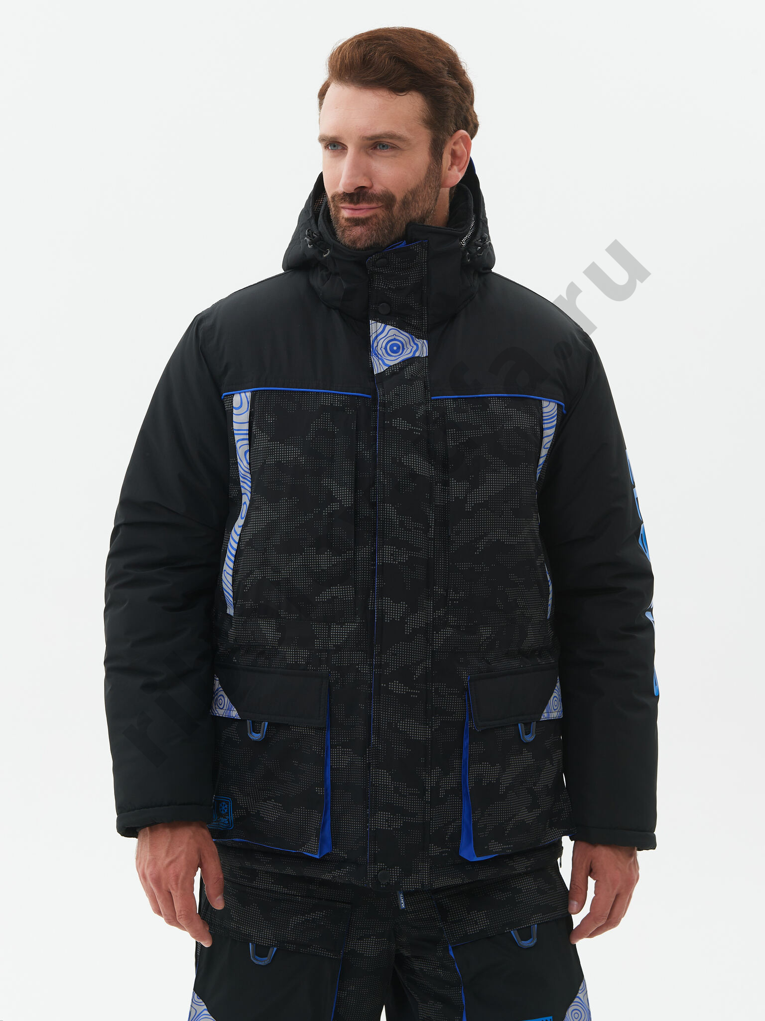 Костюм зимний Huntsman Elbrus Reflect цв.Черный тк.Reflex Membrane р.60-62, рост 170-176 (РР)