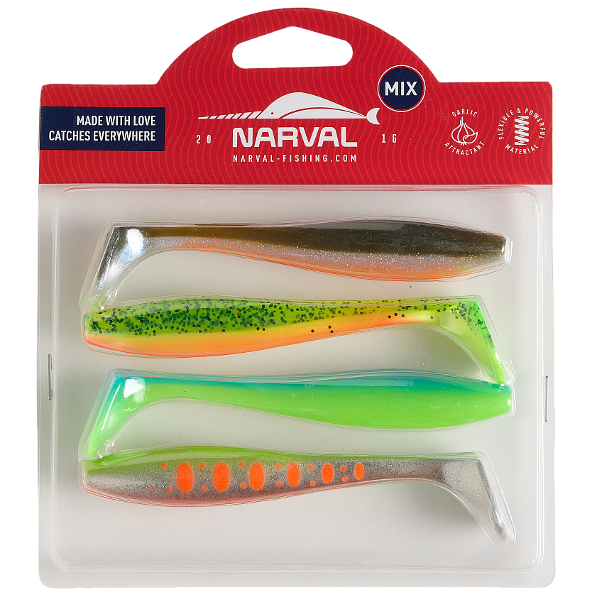 Силиконовая приманка Narval Choppy Tail 12cm Mix#M08 (4шт/уп)