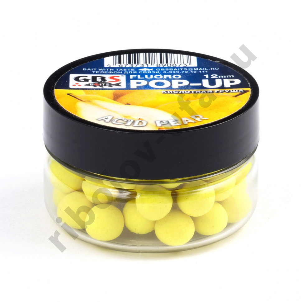 Бойлы GBS Baits Pop-up плавающие 8мм (банка) Acid Pear Кислая Груша
