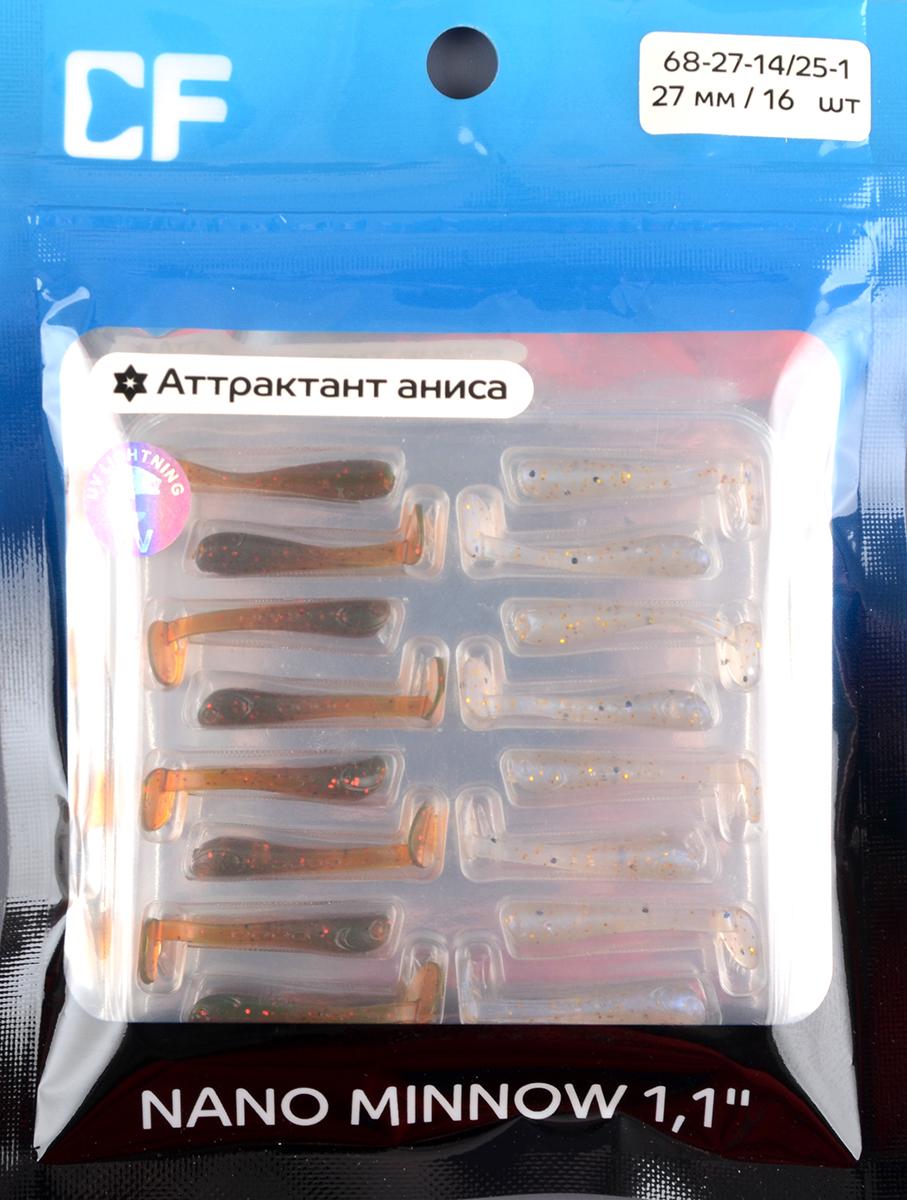 Силиконовая приманка Crazy Fish Nano minnow 1,1in 2,7мм цв.14,25 (анис)