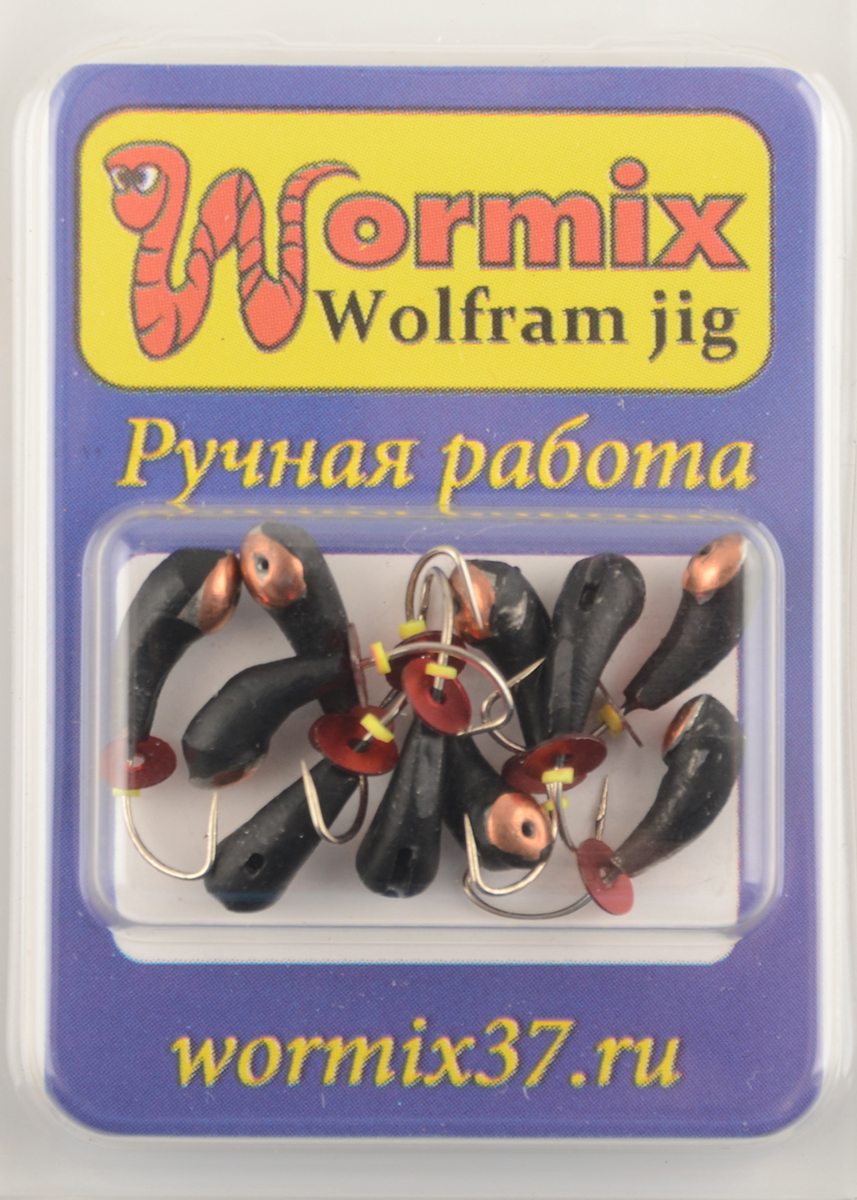 Мормышка Wormix точеная вольфрамовая Уралка d=4 с медной коронкой арт. 4143