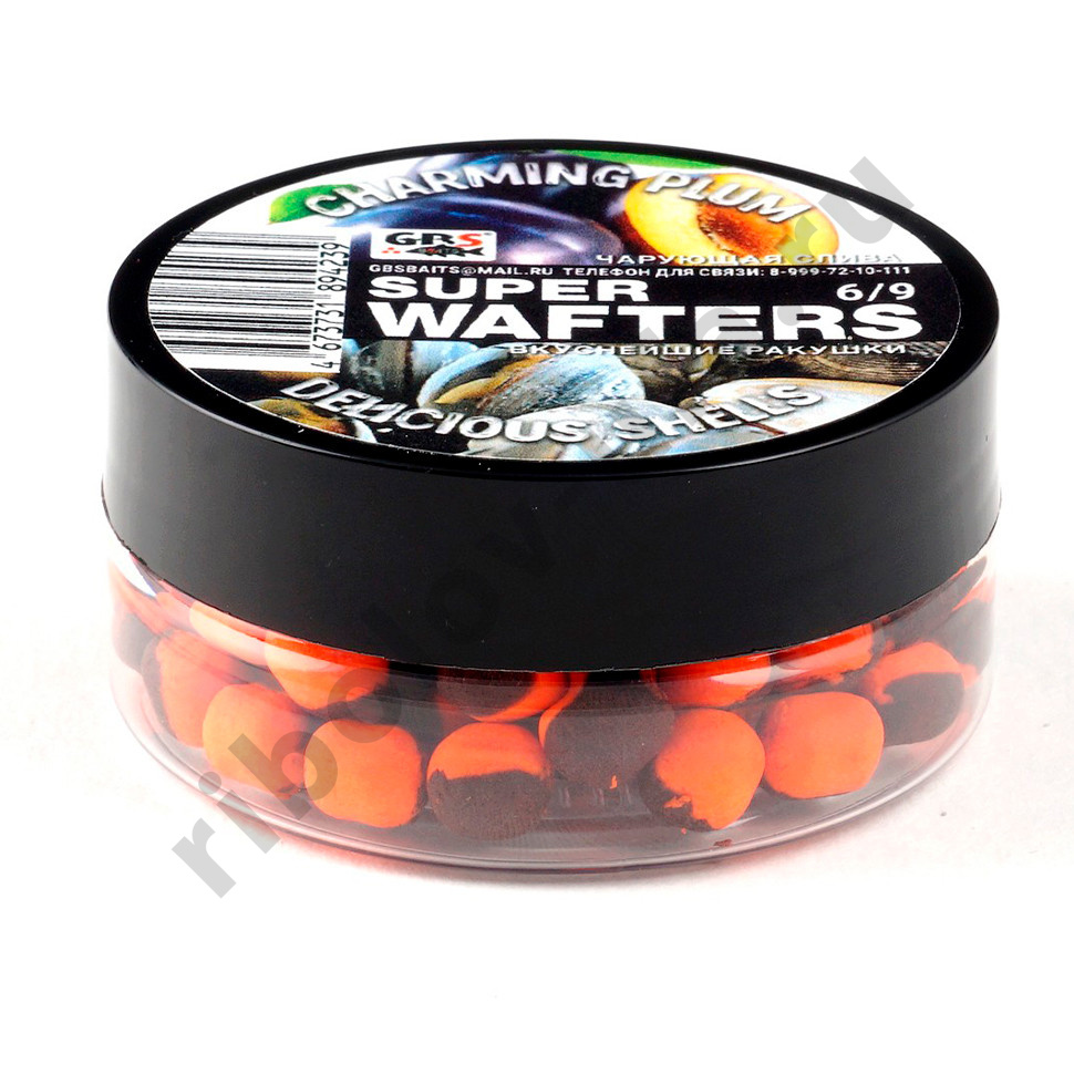 Вафтерсы (wafters) GBS нейтральной плавучести 6x9мм Чарующая Слива и Вкуснейшие Ракушки
