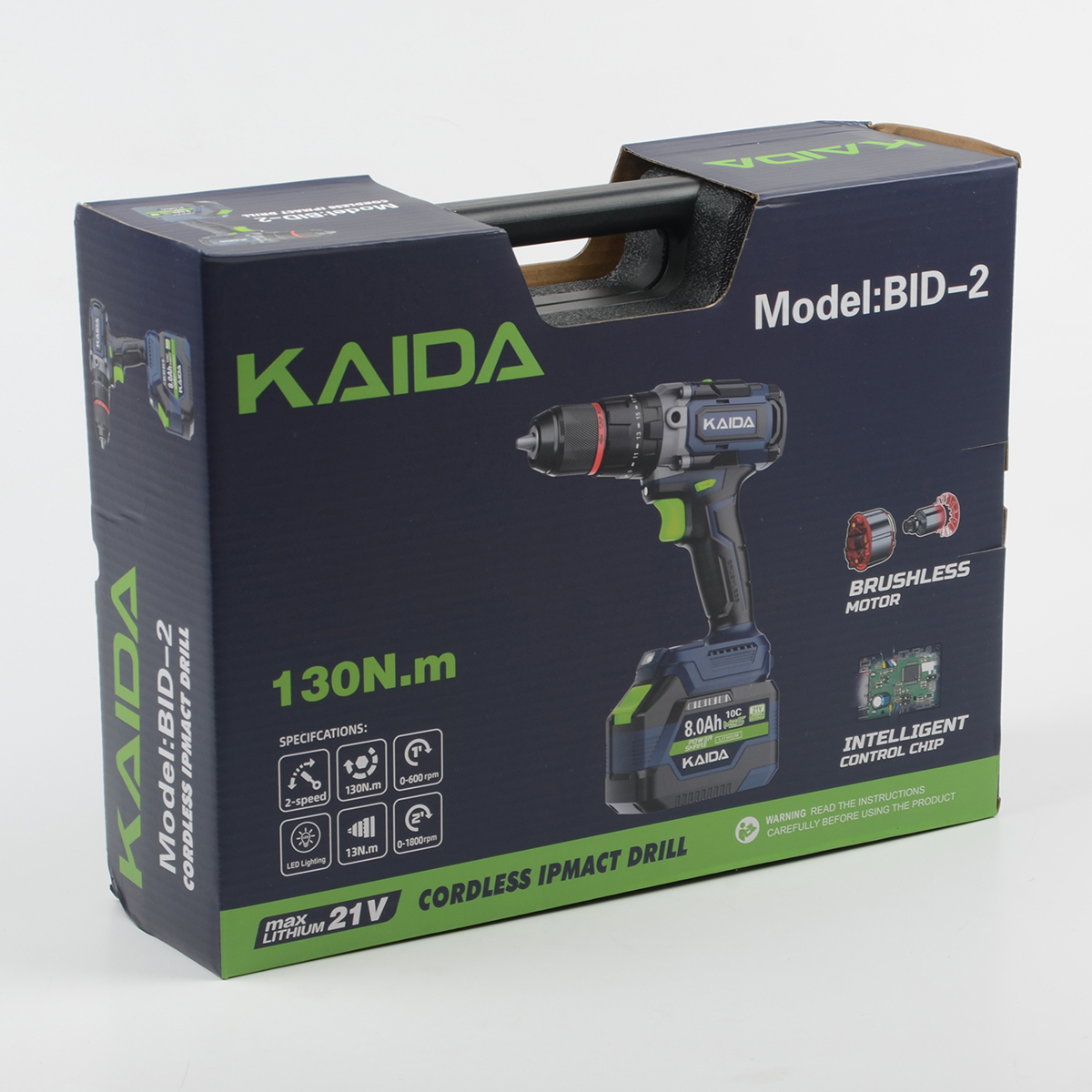 Шуруповерт-электробур Kaida 21V 8A 130NM (в кейсе)