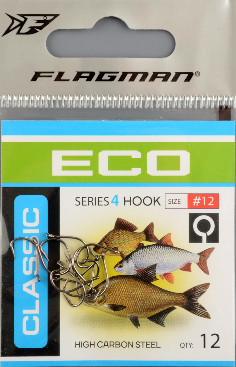 Одинарные крючки Flagman Classic 4 №12 (12шт/уп)