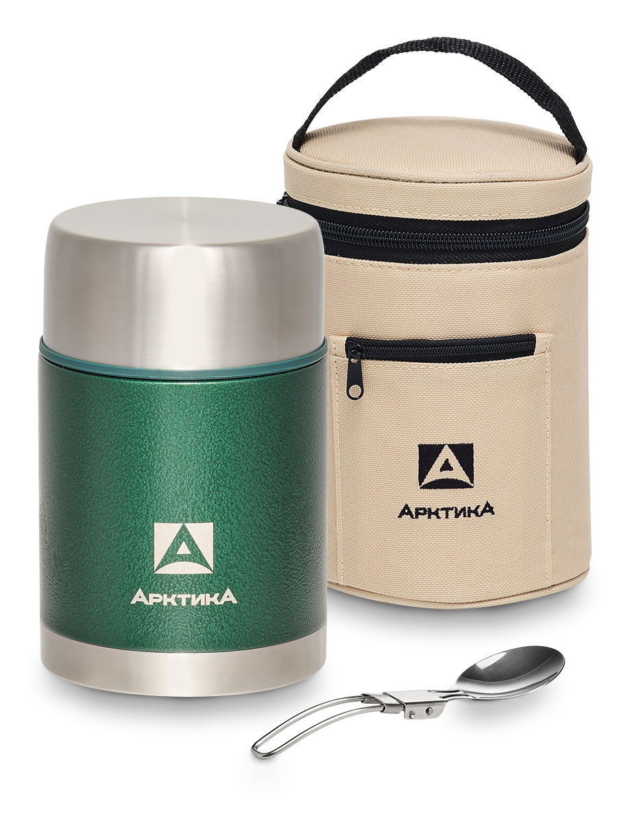 Термос Арктика 306-800А с широким горлом 1,0л в чехле цв. зеленый 