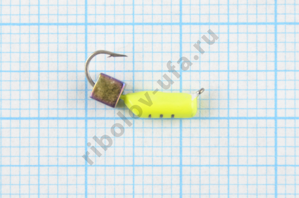 Мормышка Wormix точеная вольфрамовая Столбик d=2,5 с кубиком Хамелеон (лимонный) арт. 447