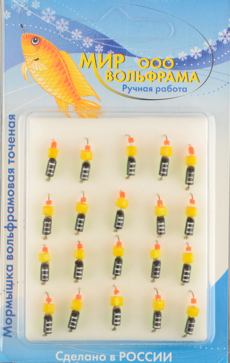 Мормышка Мир Вольфрама Столбик сырный кубик на крючке д. 2,5 мм черно-зеленый