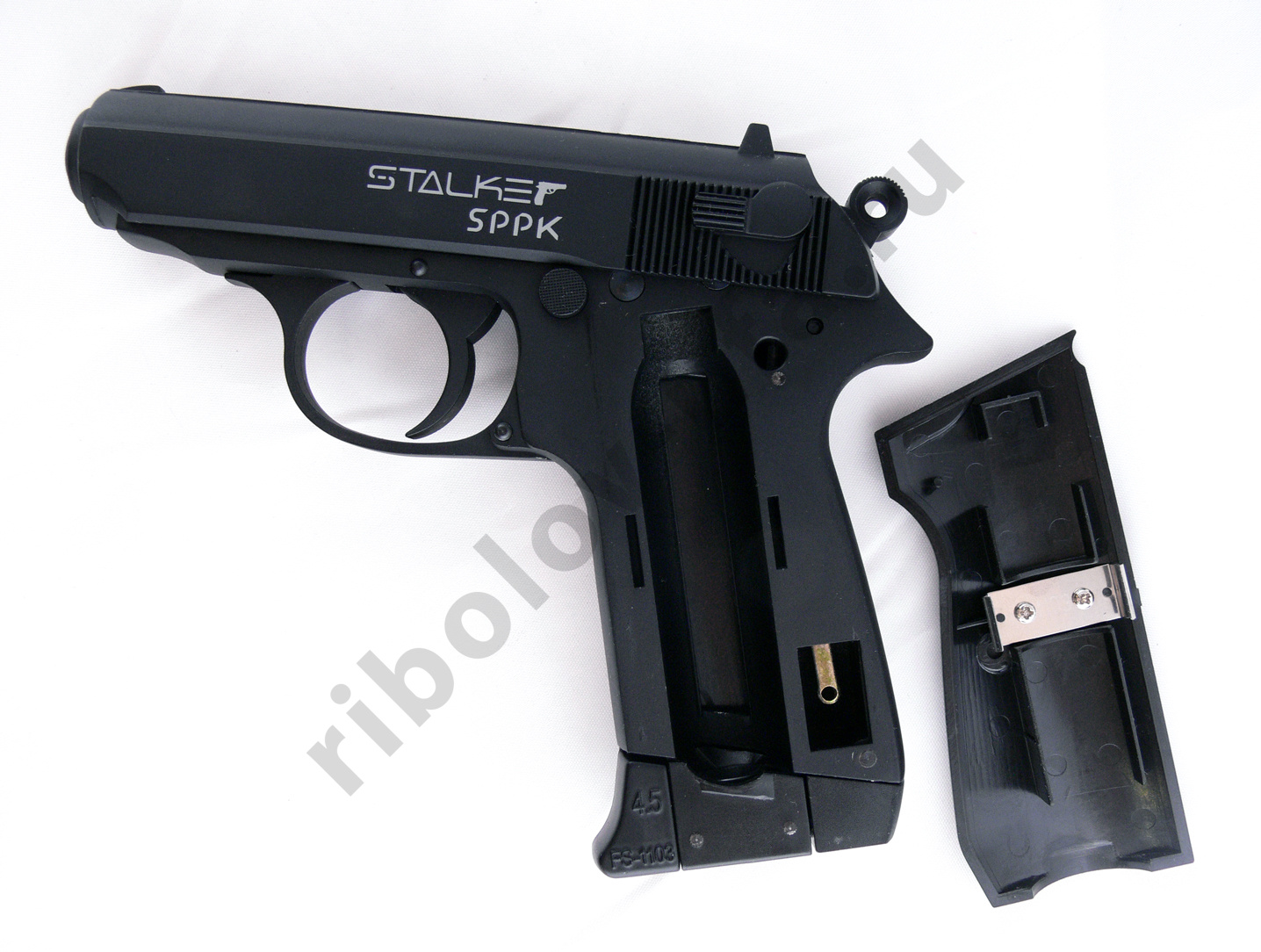 Пистолет пневм. Stalker PPKS (Walther PPK/S) к.4,5мм, 12г CO2, металл, 90 м/с, Blowback