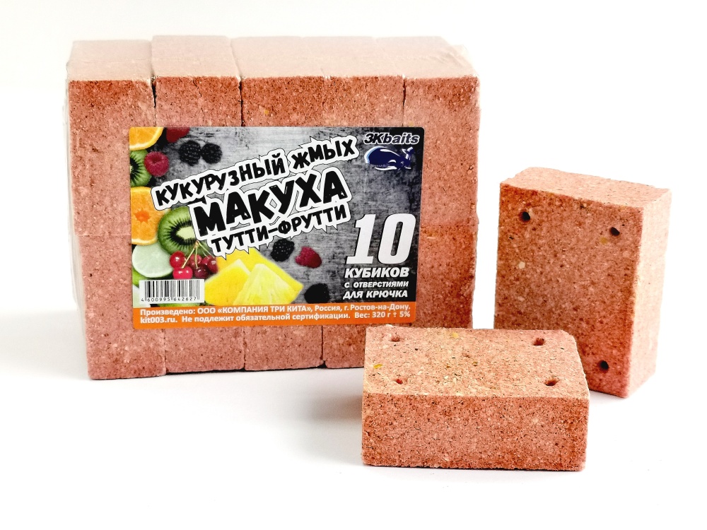 Макуха Три Кита (кукуруза, жмых) с отверстием 350гр. Тутт-Фрутти