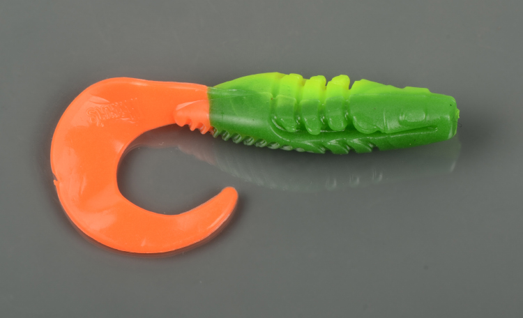 Силиконовая приманка Manns Rumba цв. 213 лимонно-зеленый (Lime) с огненным хв (уп.15шт)