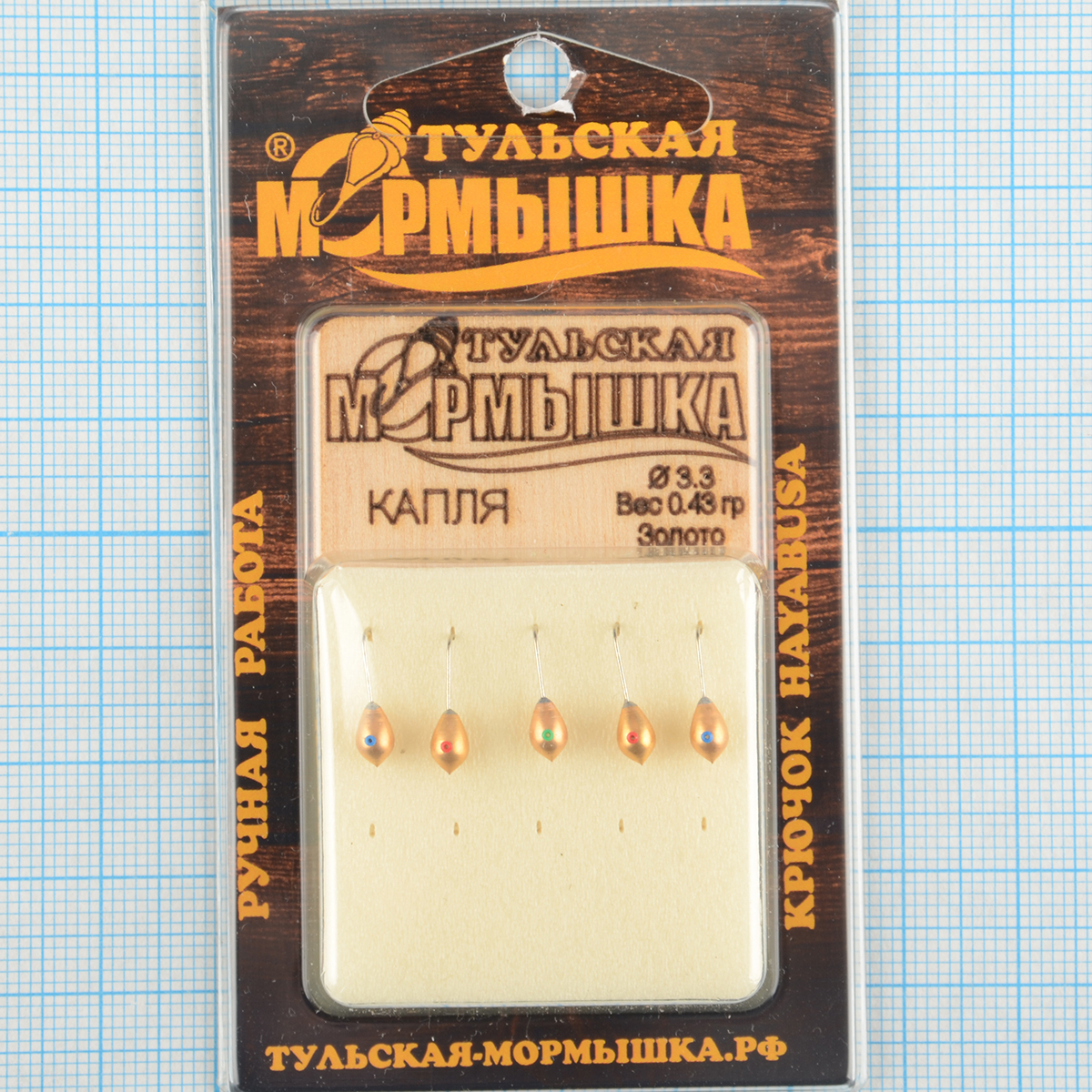 Мормышка вольфрам.Тульская Капля с кембриком 3,3мм золото