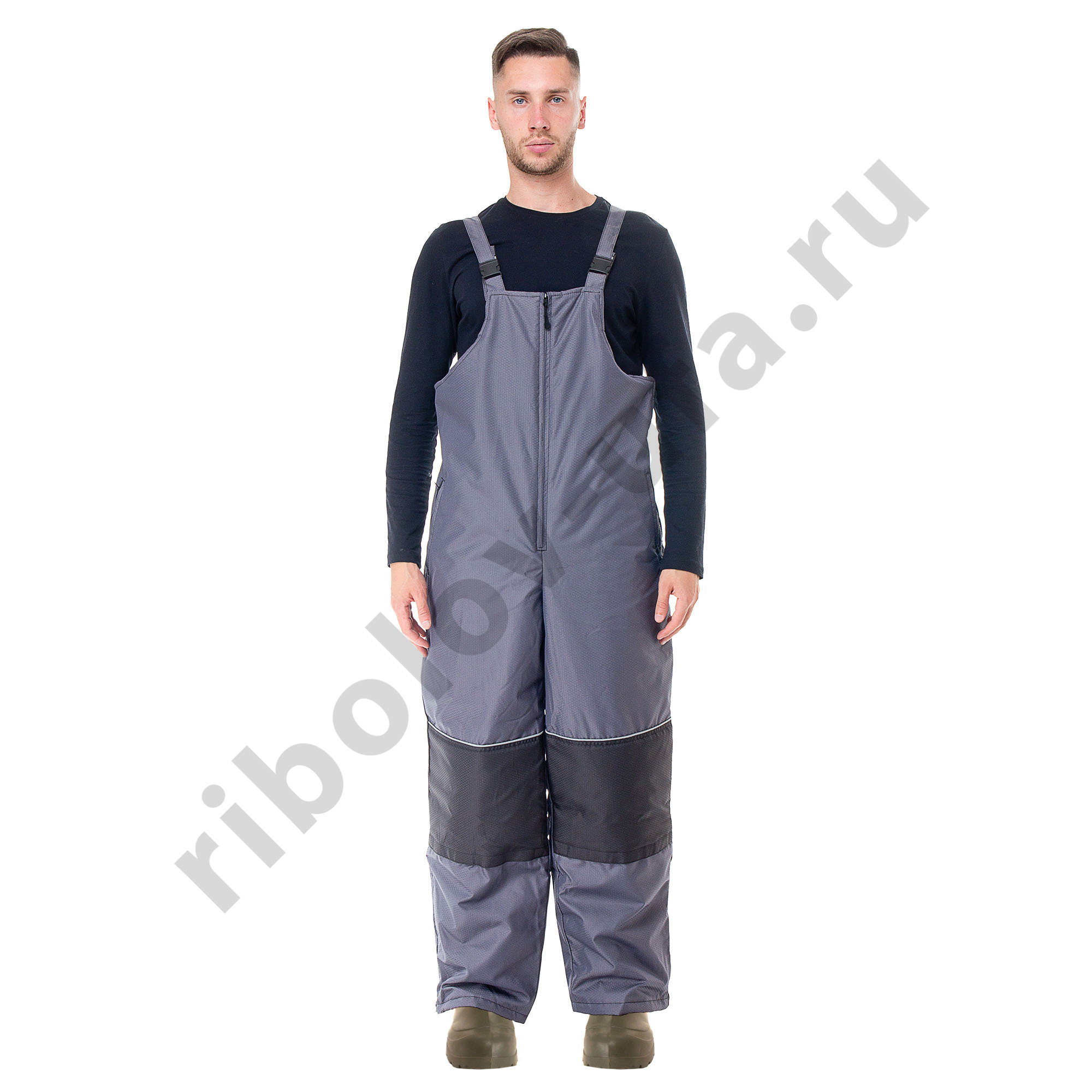 Костюм зимний Huntsman Полюс цв. Серо-Черный тк. Cell со снегоз. гетрами р. 60-62 рост 170-176 (РР)