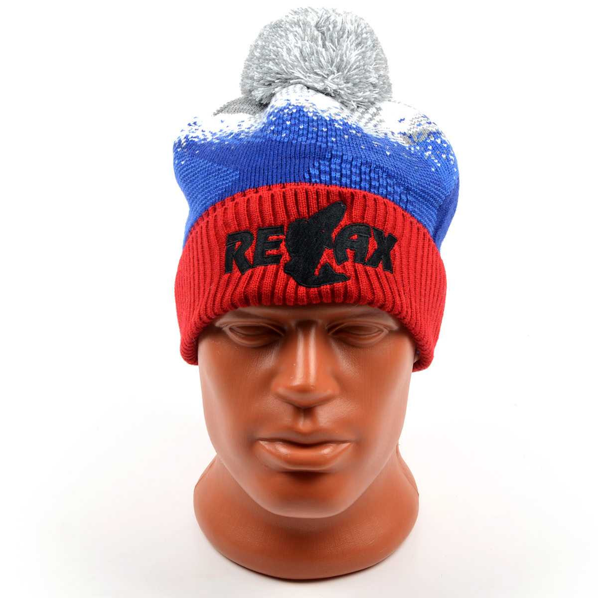 Шапка Relax вязанная, цв. триколор (на подкладке флис), R3C-56