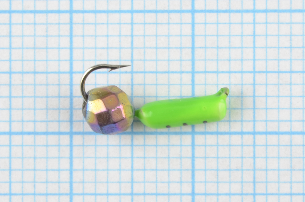 Мормышка Wormix точеная вольфрамовая Столбик d=2 с граненым шариком Хамелеон (зеленый) арт. 475