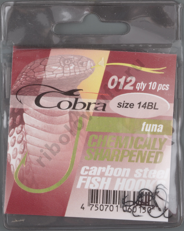 Одинарные крючки Cobra FUNA сер.012 разм.014