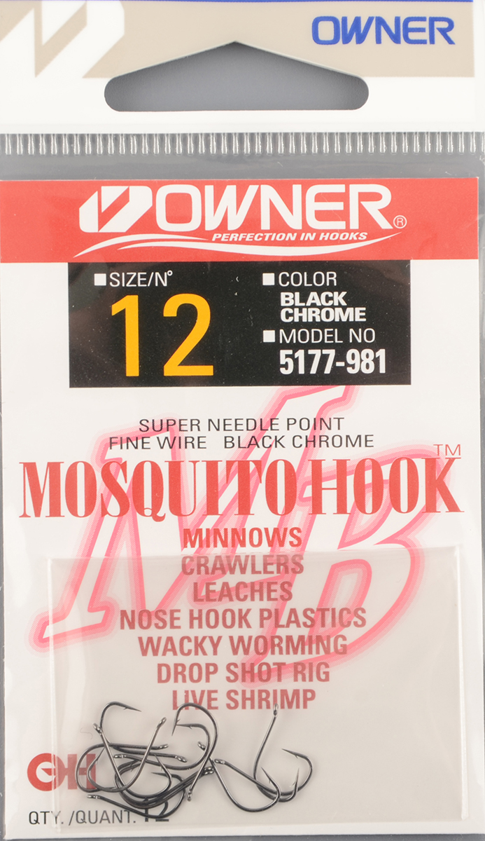 Одинарные крючки Owner Mosquito Hook BC №5177 №12 