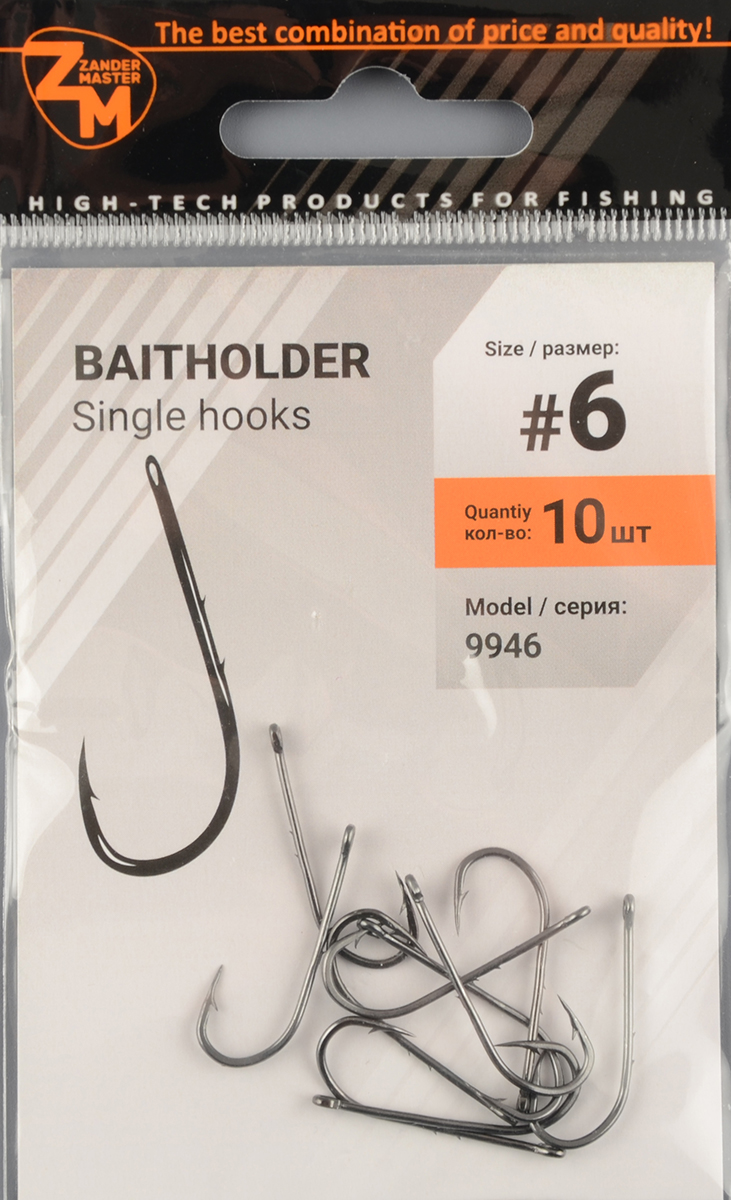 Одинарные крючки Zander Master Baitholder 9946-6