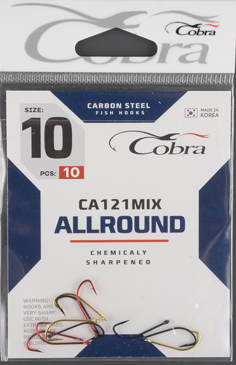 Одинарные крючки Cobra Mix сер.CA121Mix разм.010
