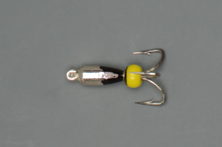 Мормышка Золотой плёс вольфрамовая точеная Чертик 2 с петлей маленький 0.15 гр, черное-серебро