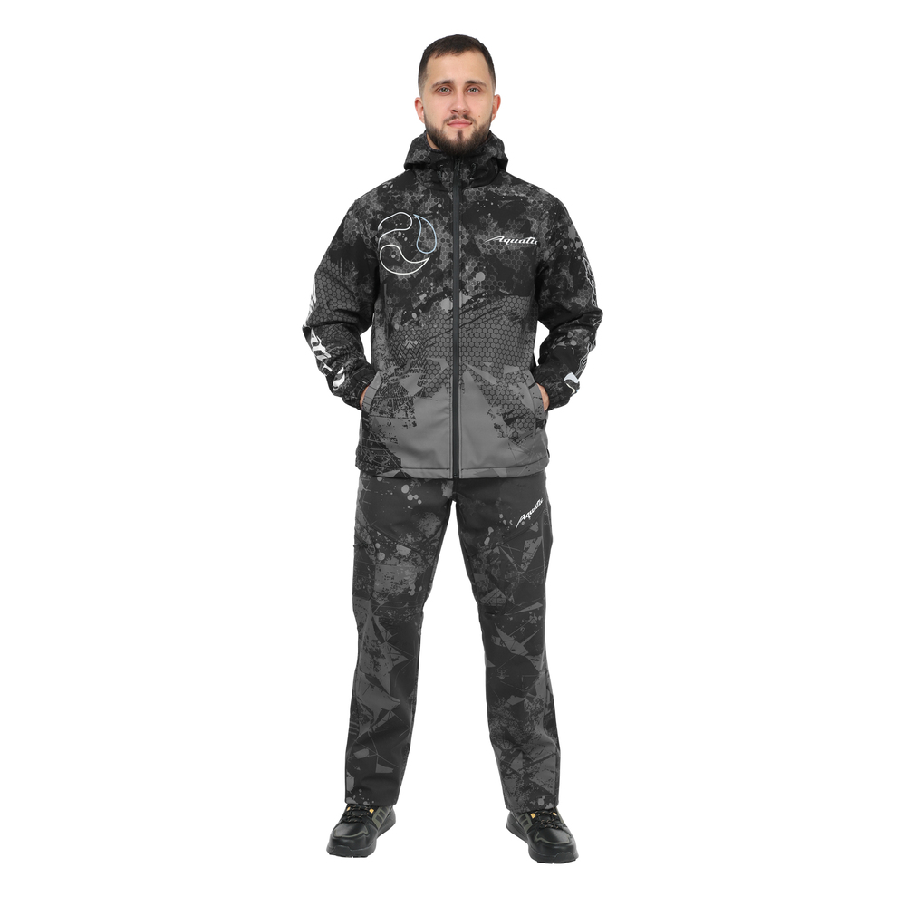 Костюм Aquatic демисезонный К-23 soft-shell, мембрана 10000/10000, цв.Camo Blask, р.52