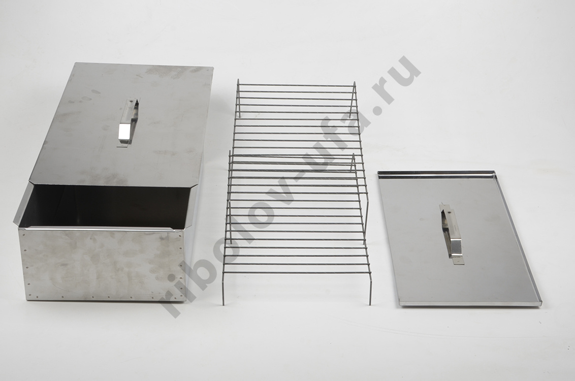 Коптильня двухъярусная Стандарт Плюс с поддоном для сбора жира 480х280х170, нерж. сталь 0,8 мм 