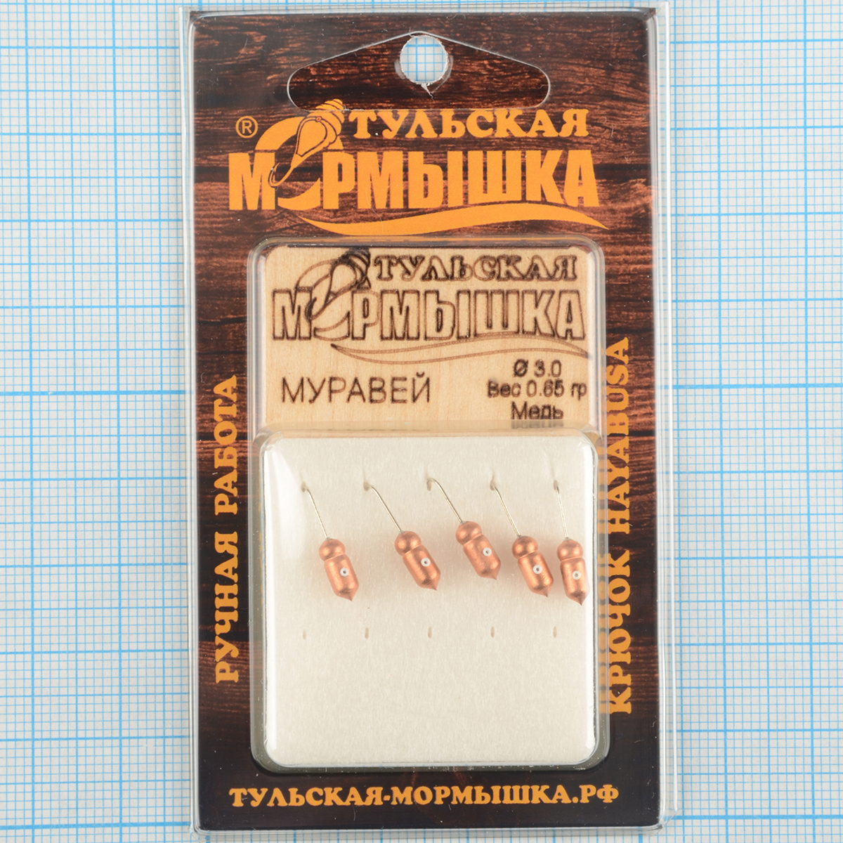 Мормышка вольфрам.Тульская Муравей с кембриком 3,0мм медь