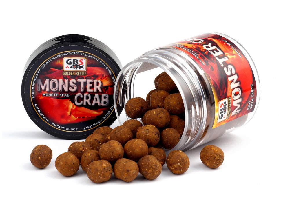 Бойлы GBS насадочные 15мм 132гр (банка) Monster Crab Монстр краб
