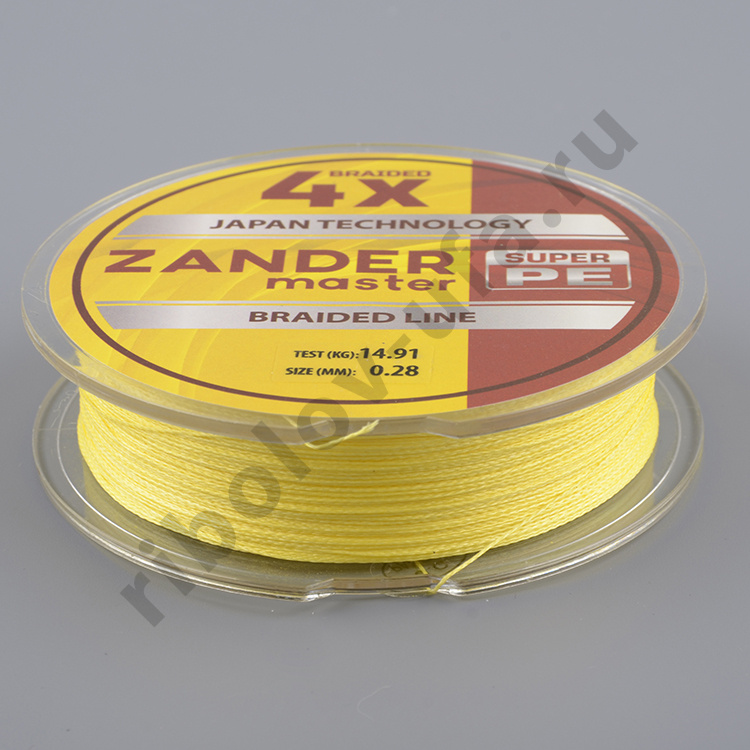 Шнур плетёный Zander Master Braided Line x4 желтый, 125м, 0.10мм, 4.23 кг