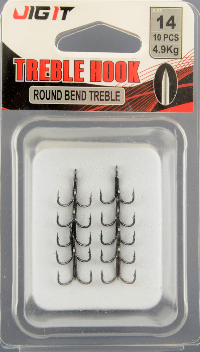 Крючок-тройник Jig It Round bend treble hooks №14