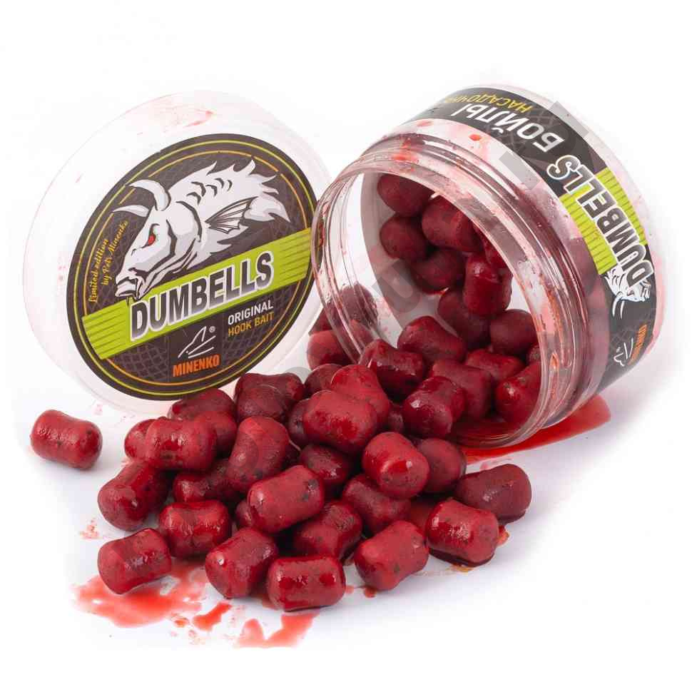 Бойлы Minenko Dumbells 14х20мм Strawberry (насадочные) вареные в дипе