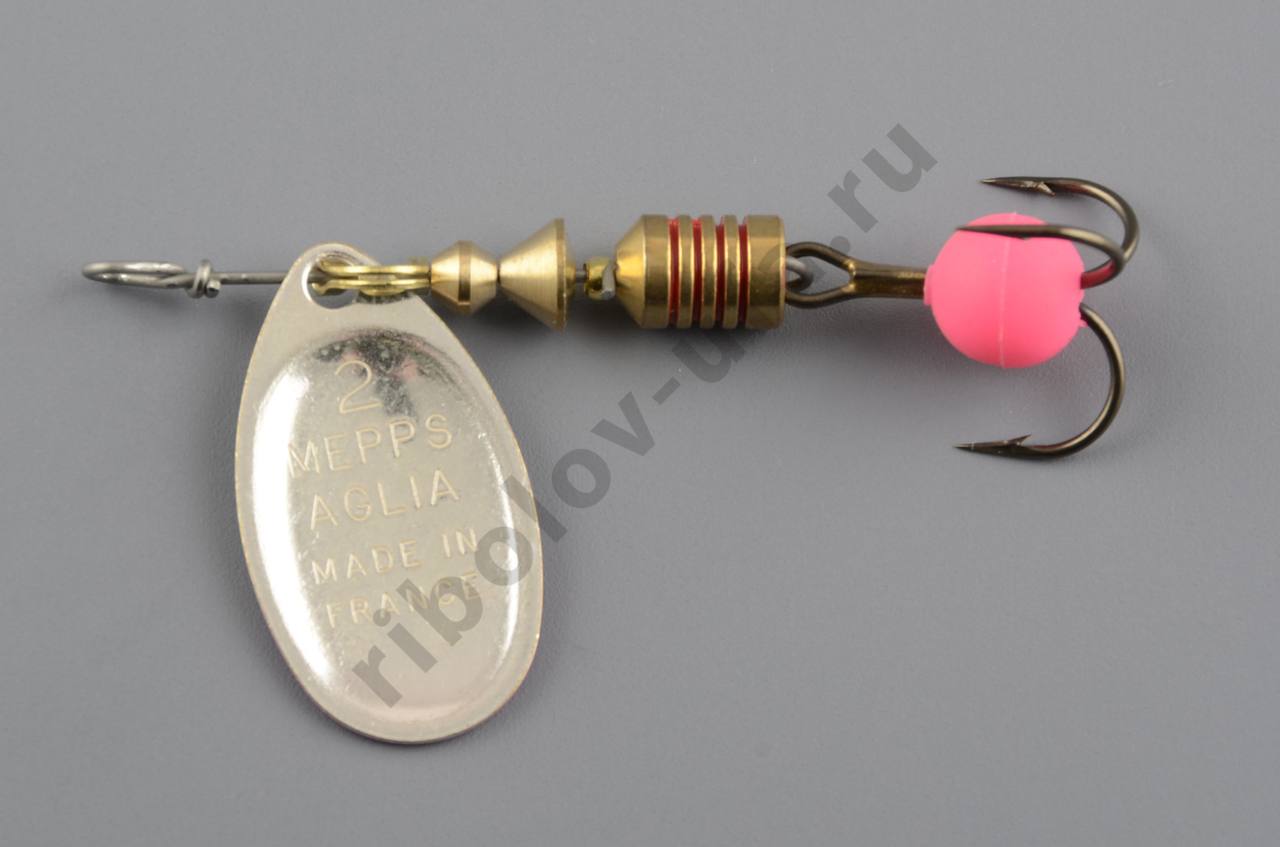 Блесна Mepps Aglia-E № 2 серебро/розовый (4,5гр)