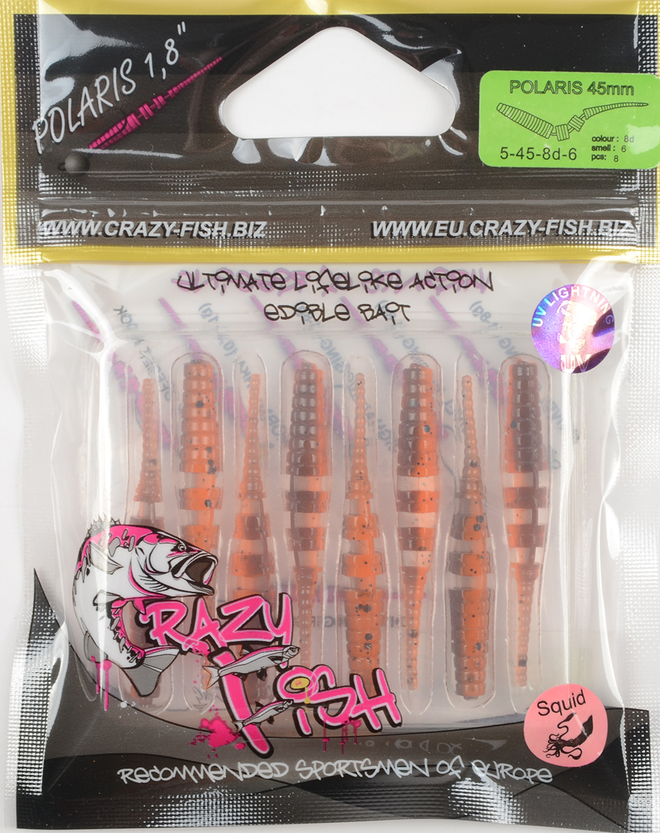 Силиконовая приманка Crazy Fish Polaris 1,8in 45мм цв.8d (кальмар)