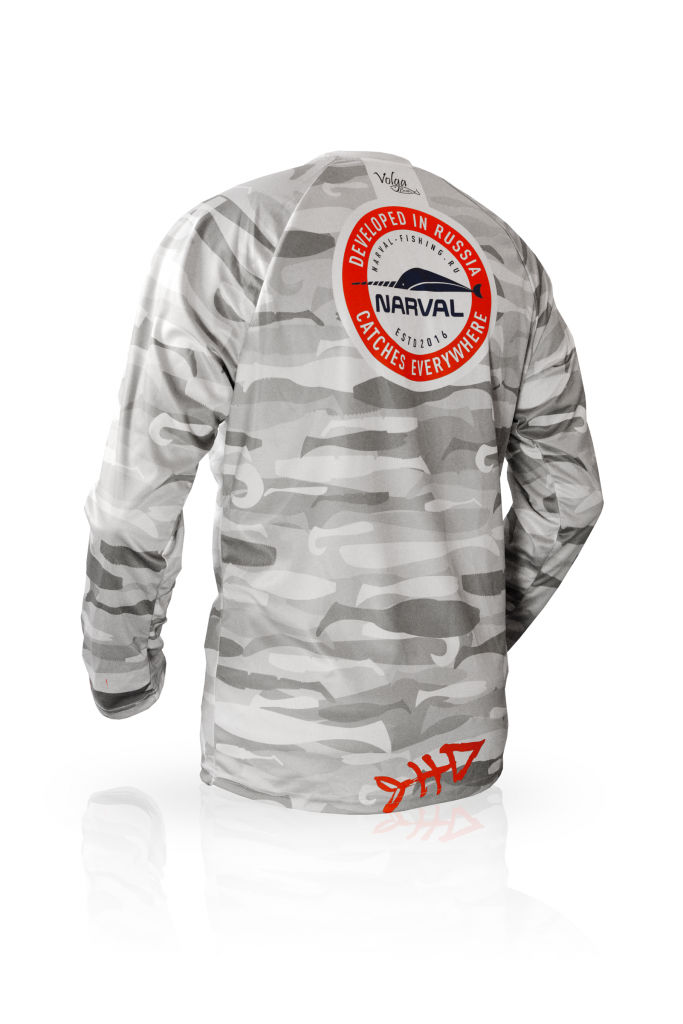 Футболка Volga Baits Narval Grey Fish c длинным рукавом р52