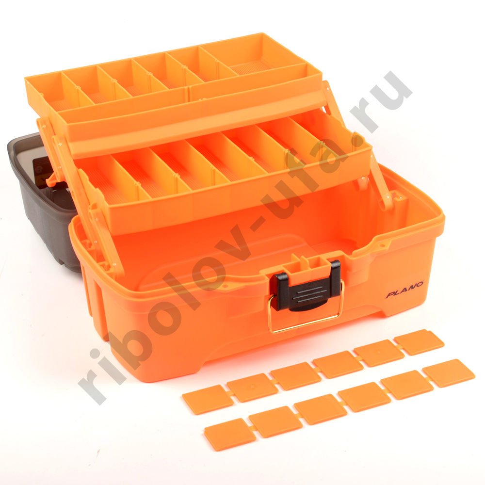 Ящик Plano 6202 двухполоч, 2 боков. отсека на крышке, цв. ярко-оранжевый