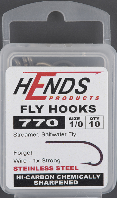 Крючки Hends 770 Salwater Fly, Streamer Steinless Steel #1/0 (10шт/уп)