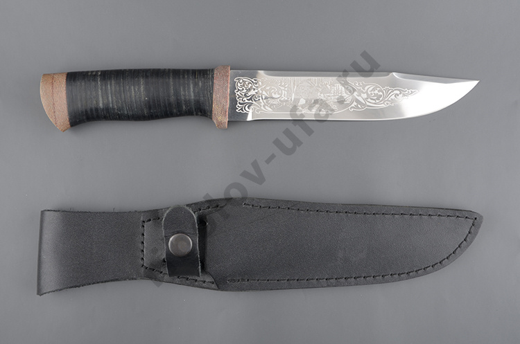 Нож Таганай (С) Охотник, рукоять: кожа наборная, текстолит