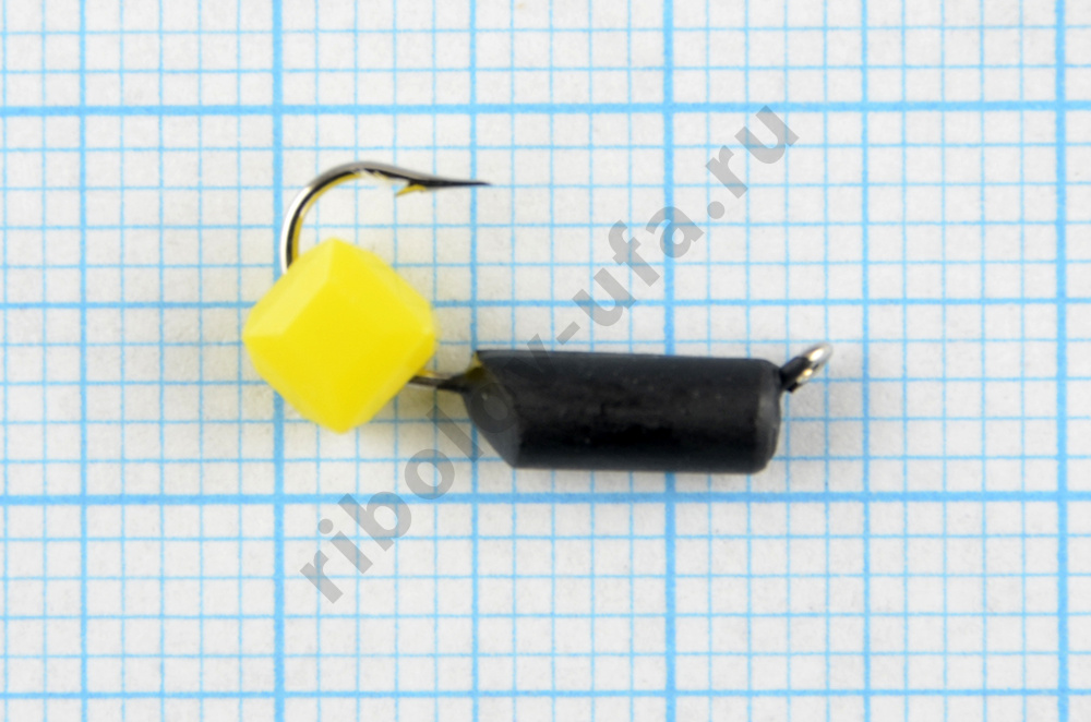 Мормышка Wormix точеная вольфрамовая Столбик d=3 с сырным кубиком (черный) арт. 497