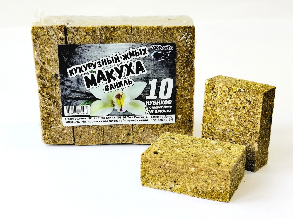 Макуха Три Кита (кукуруза, жмых) с отверстием 350гр. Ваниль