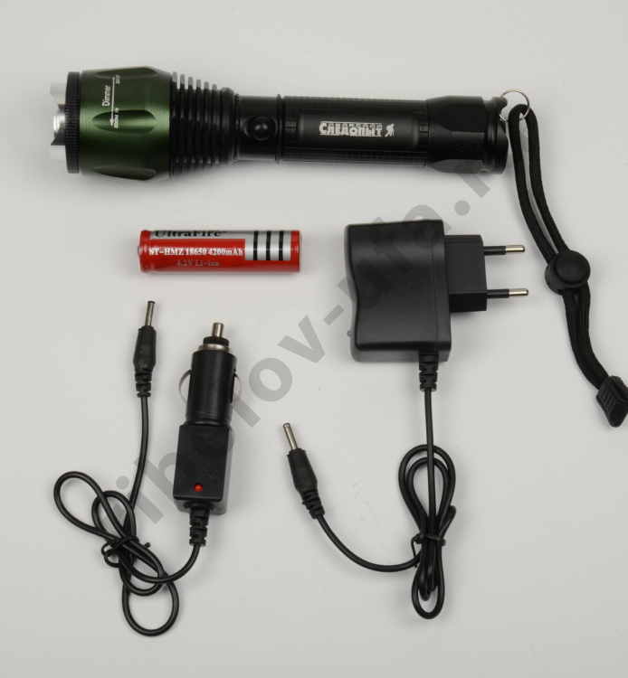 Фонарь Сибирский Следопыт ручной Профи 1L, zoom, аккум. 220В+12В (370лм) L44