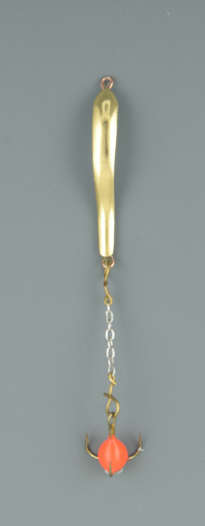 Блесна зимняя Пирс Змейка с чёртиком на цепочке Гвоздик малый латунь (в блистере)