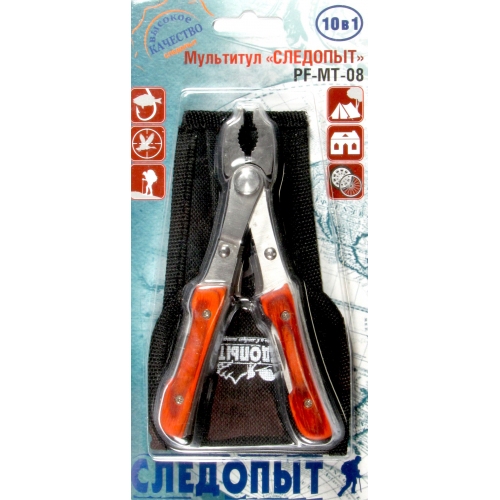 Мультитул (плоскогубцы-бокорезы) Следопыт  10 предметов, средний, в чехле,на блистере PF-MT-08