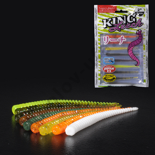 Силиконовая приманка Lucky John Pro Series King Leech 2.0in 5.08см /Mix1 (9шт/уп)