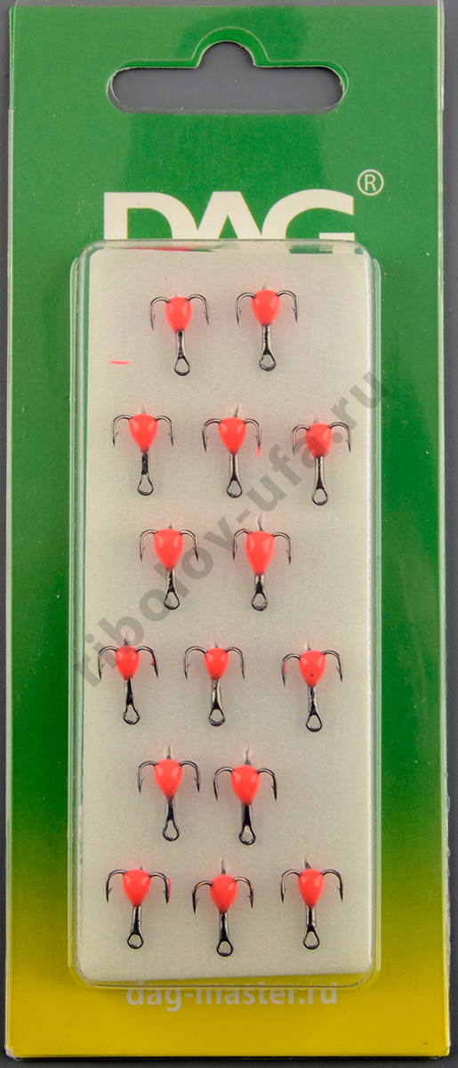 Тройник Dag Master Капля Красный с кр.Mustad №16 UF