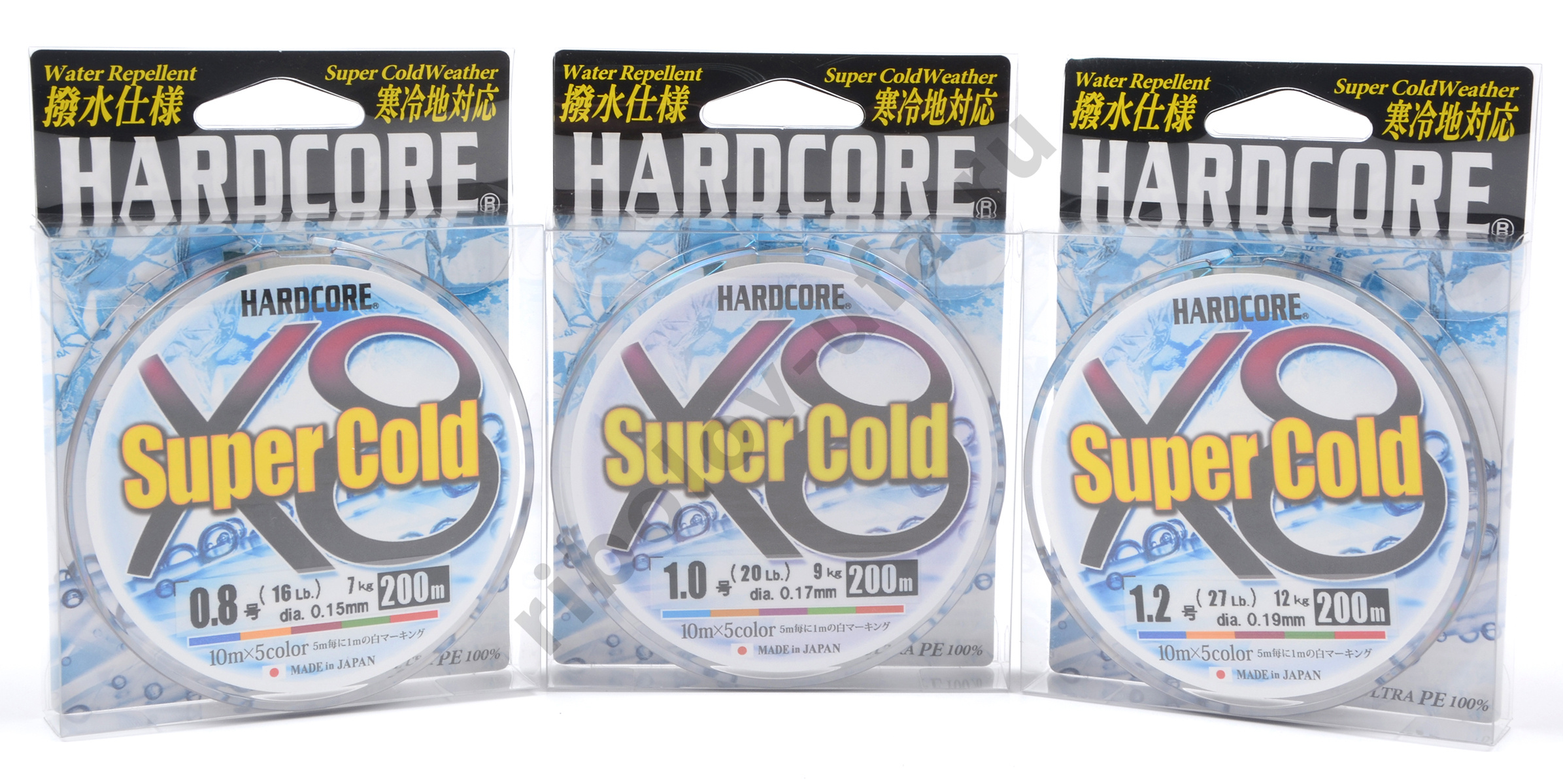 Шнур плетёный Duel PE Hardcore Super Cold X8 200м 5Color # 1,2 12,0кг 0.19мм