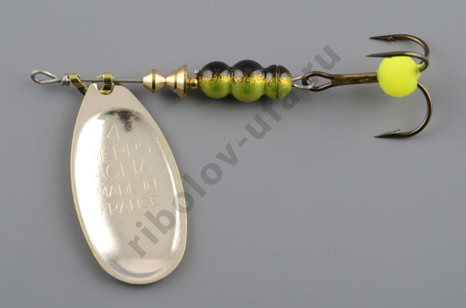 Блесна Mepps Aglia-E № 4 серебро/зеленый (9гр)