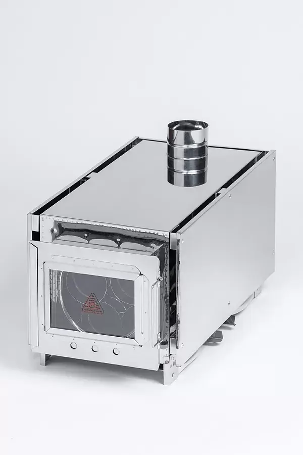 Печь-камин малая Инвент 440*280*340 нерж.сталь 0,8мм со стацин.экранами+короб для камней в сумке