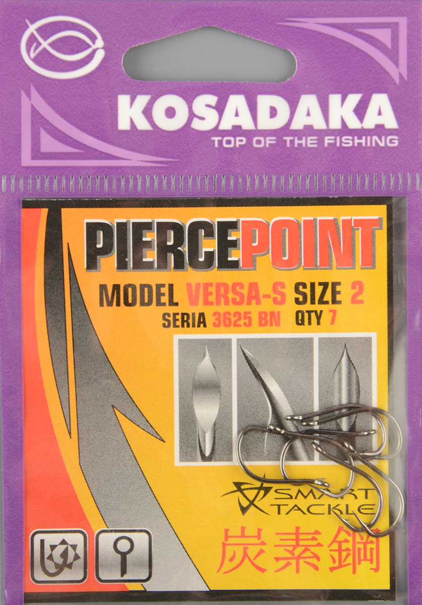 Одинарные крючки Kosadaka Versa-S BN №2 Dark Hanter
