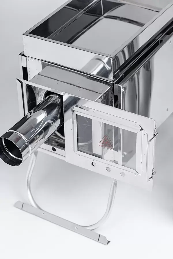 Печь-камин малая Инвент 440*280*340 нерж.сталь 0,8мм со стацин.экранами+короб для камней в сумке